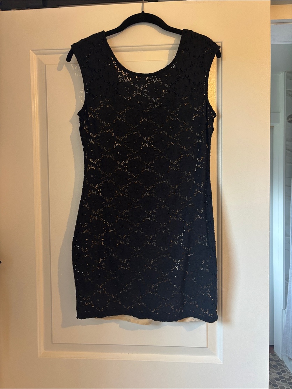 Bear Dance Black Lace Cap-Sleeve Mini Dress